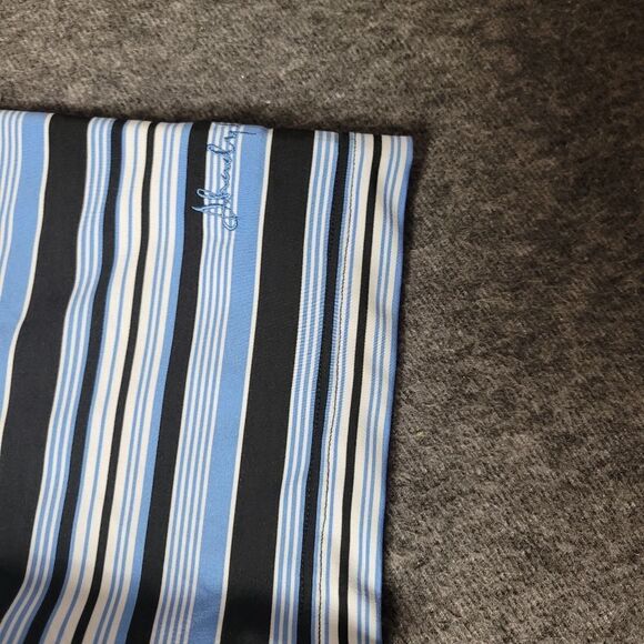 Peter Millar Summer Comfort Men's L Blue Striped Polo Shirt Shady Oaks Club Good - Picture 5 of 9